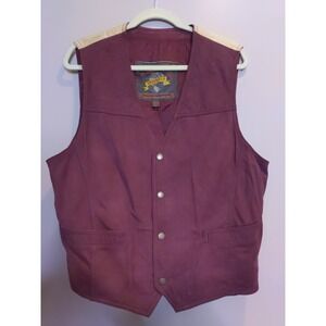 Adventure Bound Wilsons Maroon Suede Leather Beige Fabric Back Western Vest SZ L